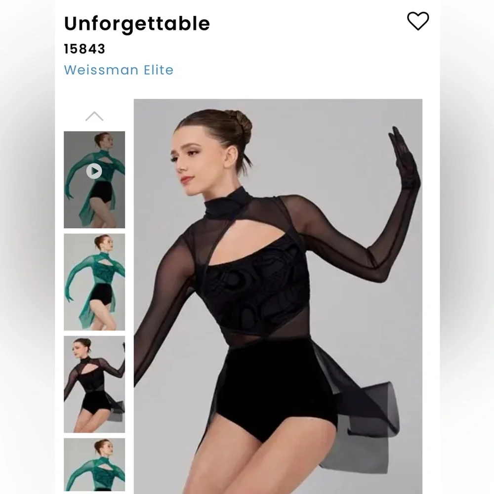 Weissman Elite ‘Unforgettable’ Black Dance Costume NEW Intermediate Child (7/8)